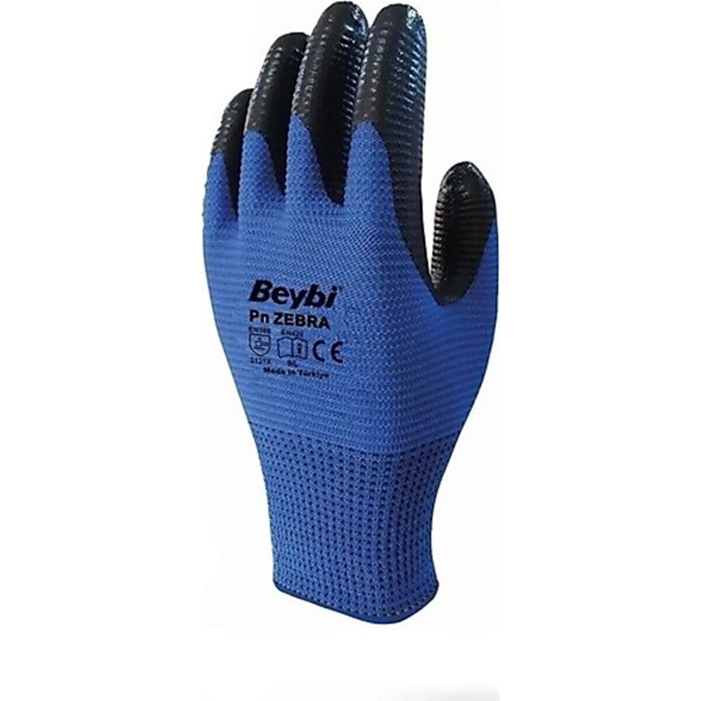 Beybi Poly.Astarlı Nitril Eldiven Pn5 Zebra Mavi