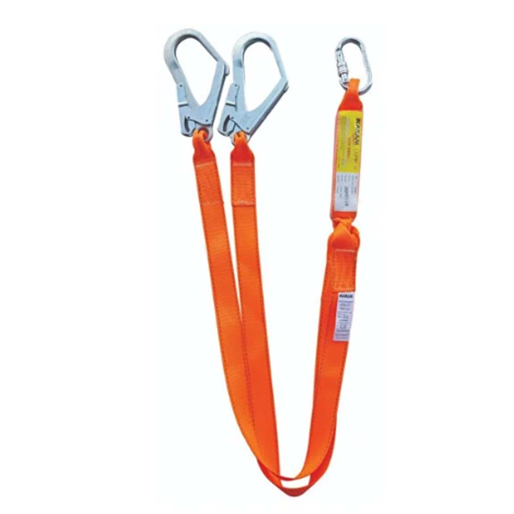 KARAM KA 361 ÇİFT KOL EMİCİLİ LANYARD KOLON HALATLI KARABİNALIBÜYÜK KANCALI