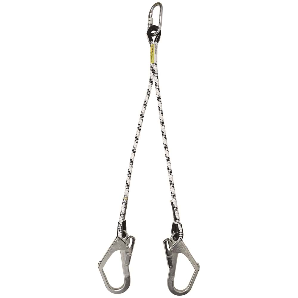 KARAM Kİ 231 ÇİFT KOL LANYARD STATİK HALATLI KARABİNALI BÜYÜK KANCALI