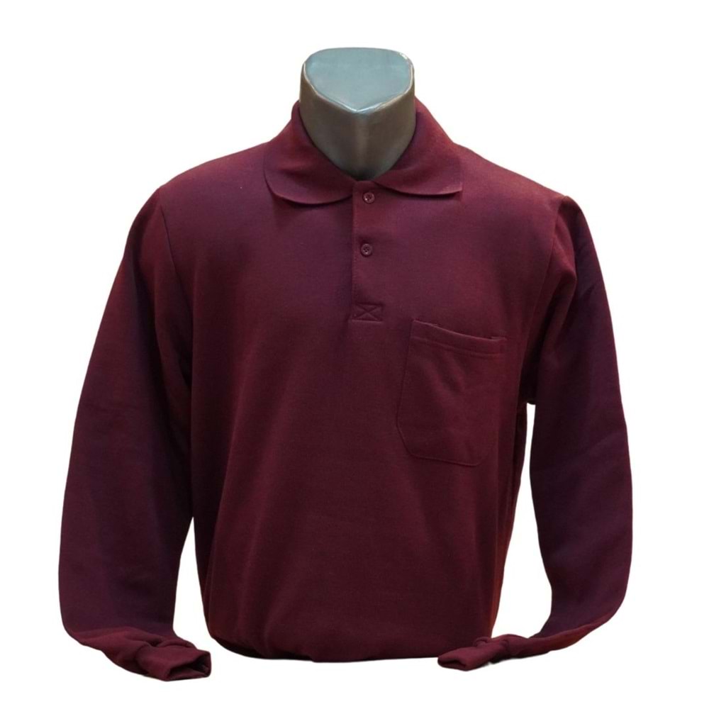 POLO YAKA UZUN KOL SWEAT - BORDO - L