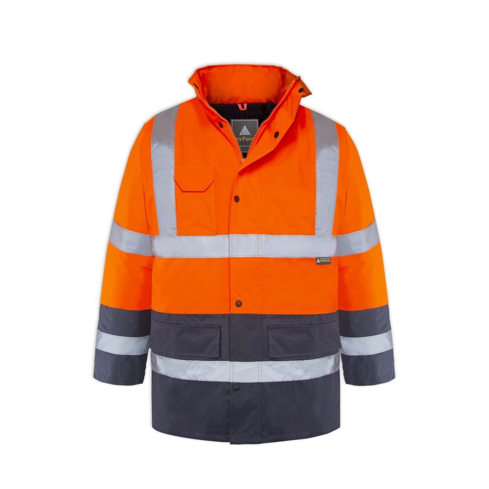 MYFORM 4122 OLYMPUS ESSENTİAL HI-VIS TWO-TONE LİNED PARKA - TURUNCU LACİVERT