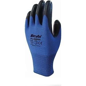Beybi Poly.Astarlı Nitril Eldiven Pn5 Zebra Mavi