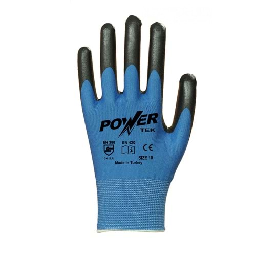Power Tek Siyah Nitril Kaplı Polyester İş Eldiveni