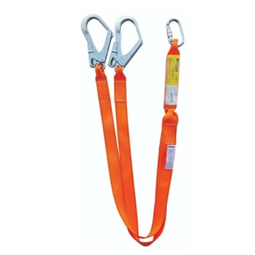 KARAM KA 361 ÇİFT KOL EMİCİLİ LANYARD KOLON HALATLI KARABİNALIBÜYÜK KANCALI