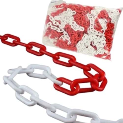 Plastik Zincir Kırmızı Beyaz 6MM (UT3120)