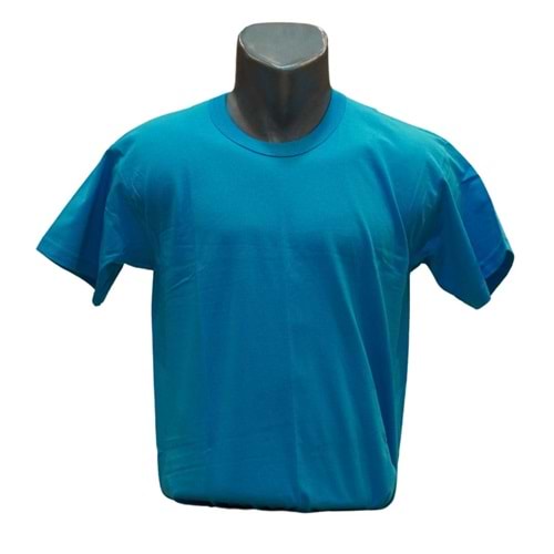 SIFIR YAKA T-SHİRT - TURKUAZ - L