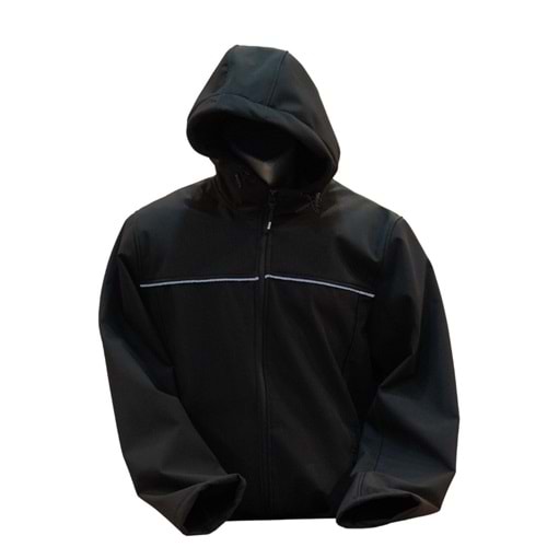 SOFTSHELL KAPŞONLU İŞ MONTU - SİYAH - XXL