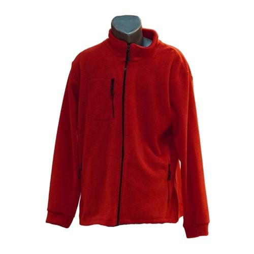 ÜÇ CEP FERMUARLI POLAR CEKET - KIRMIZI - XXL
