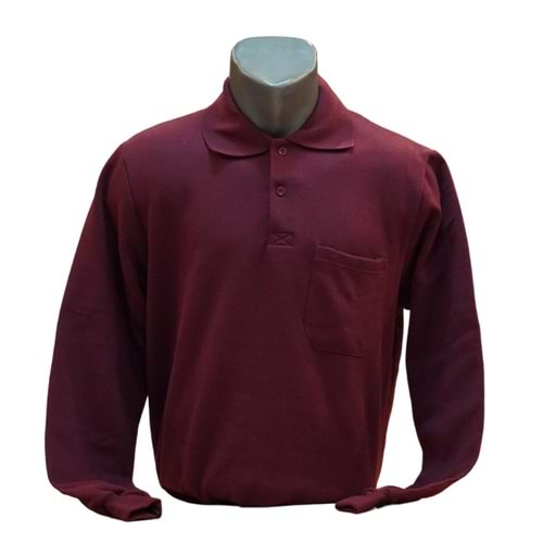 POLO YAKA UZUN KOL SWEAT - BORDO - L