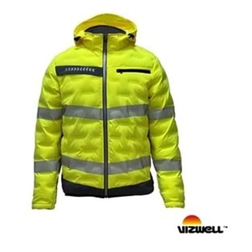 VIZWELL VWJK517-S YÜKSEK GÖRÜNÜMLÜ TÜNEL DOLGULU MONT NEON SARI 2XL - SARI - XL
